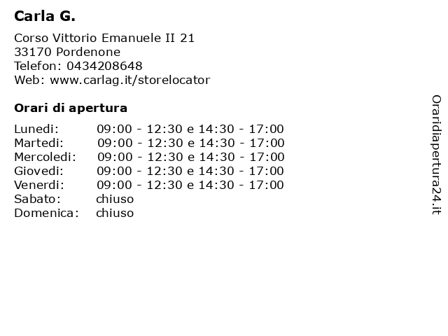 Orari di apertura Carla G. Corso Vittorio Emanuele II